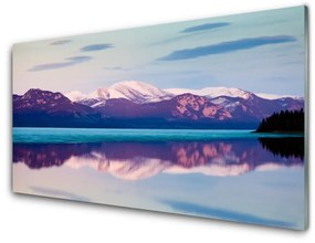 Quadro vetro acrilico Montagne del paesaggio del lago 100x50 cm