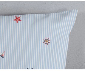 Set copripiumino e federa bianco/blu in cotone per letto singolo 140x200 cm Yachtclub – Good Morning