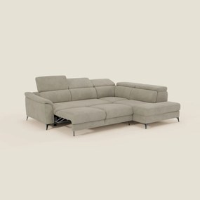 Arcos Divano angolare - piedini alti e poggiatesta reclinabili in microfibra impermeabile T11 tortora