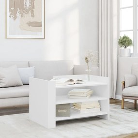 Tavolino Da Salotto Bianco 80x50x50 Cm İn Legno Multistrato /