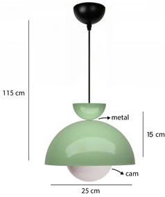 Lampadario a cavo SALVA 1xE27/15W/230V verde