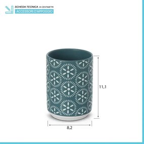 Portaspazzolino da appoggio in ceramica turchese cobalto multiuso Circus