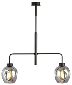 Lampadario Moderno 2 Luci Auriga In Accaio Nero E Vetro Fumè