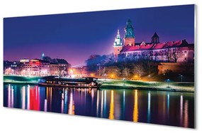 Pannello paraschizzi cucina Città di Cracovia dal fiume di notte 100x50 cm