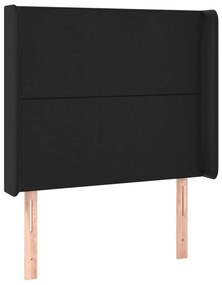 Testiera ad orecchio nera 93x16x118/128 cm in similpelle