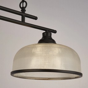 Lampadario Rustico-Country Highworth Acciaio Nero Vetro Trasparente 2 Luci E27