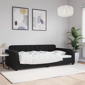 Letto Da Giorno Nero 100x200 Cm İn Velluto /