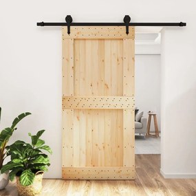 Porta Scorrevole Con Set Hardware 100x210cm Legno Massello Pino /