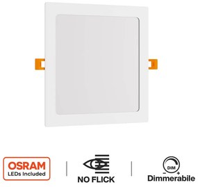 Pannello LED Quadrato 20W, 2.000lm, no Flickering, Foro 205x205mm, Dimmerabile Colore Bianco Freddo 6.000K