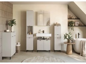 Mobile per bagno color crema da appendere e con specchio 60x71 cm Arcena – Germania