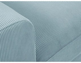 Divano angolare azzurro allungabile e con contenitore (con penisola a destra/con chaise lounge) con rivestimento in velluto a coste Kyoto – Cosmopolitan Design