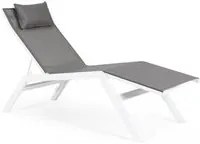 Lettino Chaise Longue da Giardino 65,5x177x105h cm con Cuscino Poggiatesta Krion Bianco