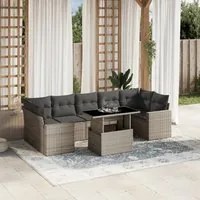 Set Divano da Giardino 8pz con Cuscini Grigio Chiaro Polyrattan 3267152