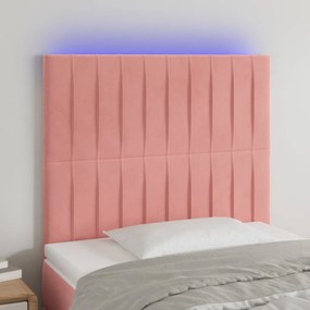 Testiera A Led Rosa 90x5x118/128 Cm İn Velluto /