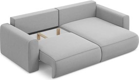 Divano angolare grigio chiaro allungabile/con contenitore (con penisola a destra/con chaise lounge) con rivestimento in velluto Kapua – Makamii