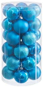 Palle di Natale Azzurro Plastica Ø 6 cm (30 Unità)