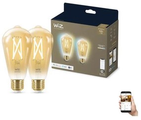 SET 2x Lampadina LED Dimmerabile VINTAGE ST64 E27/6,7W/230V 2000-5000K Wi-Fi - WiZ