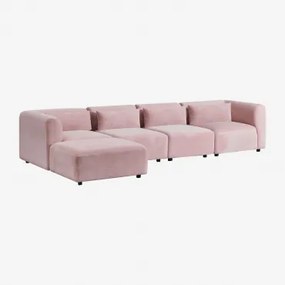 Divano Modulare 4 Pezzi Con Pouf Fogler Velluto A Coste Rosé - Sklum