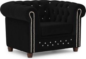 Poltrona chesterfield nera con rivestimento in velluto York Blik – Ropez