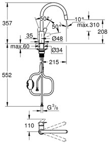 GROHE 30550000 - Rubinetto da cucina START EDGE 357 mm, cromato lucido