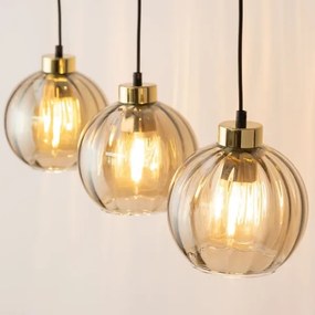 Lampadario LED a sospensione DEVI 3xE27/15W/230V nero/beige fumé
