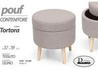 Pouff camera con contenitore tortora cm 37 x 39 h