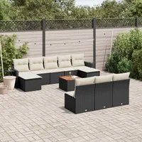 Set Divani da Giardino 11 pz con Cuscini in Polyrattan Nero 3224768