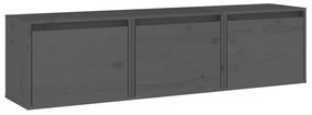 Mobili porta tv 3 pz grigi in legno massello di pino