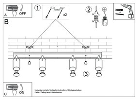 Apparecchio da soffitto bianco 4L Etna - Nice Lamps