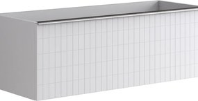 Mobile da bagno sospeso sotto lavabo Pixel grid 2 cassetti L 120 x H 40 x P 45.5 cm bianco laccato opaco, con maniglia nero brillante