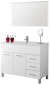Mobile Bagno Bianco Con Specchio E Lavabo L.101