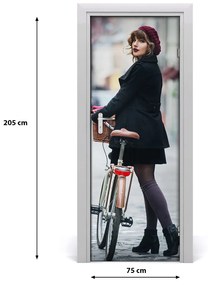 Rivestimento Per Porta Una donna in bici 75x205 cm