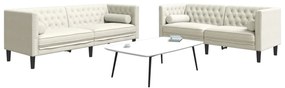 Set Divani Chesterfield 2pz Con Cuscini Crema Velluto /