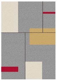 Tappeto Art geometrico ocra,grigio,rosso e beige, L 170 x L 120 cm