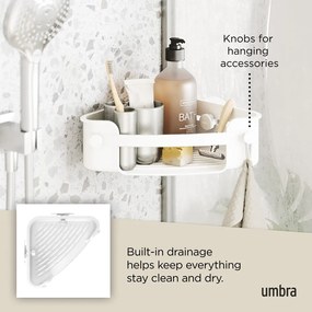 Mensola angolare per bagno bianca in plastica riciclata senza foratura Flex - Umbra