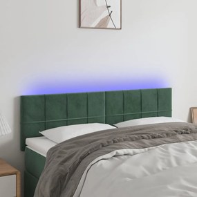 Testiera A Led Verde Scuro 144x5x78/88 Cm İn Velluto /
