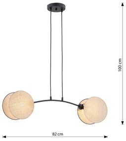 Lampada A Sospensione 2 Luci Moderna Nut In Acciaio Effetto Naturale