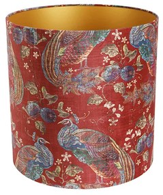 Paralume in velluto rosso con design pavone 40/40/40 interno oro