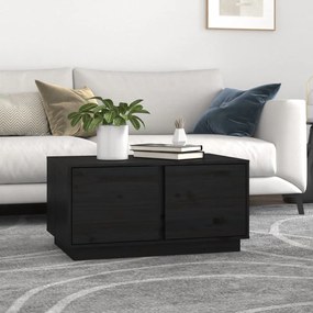 Tavolino Da Salotto Nero 80x50x40 Cm Legno Massello Di Pino /