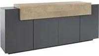 Madia 5 ante per Soggiorno Moderna 200x45x85,5cm - CELESTIA Colore: Antracite