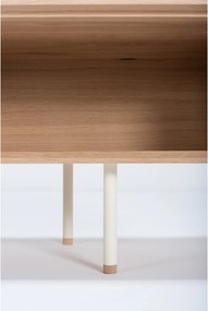 Mobile TV bianco-color legno naturale in legno di quercia 200x48 cm Fina - Gazzda