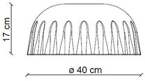 Plafoniera Grande Vintage Decò Madame Gres Ceramica Grigio Tele 1 Luce E27