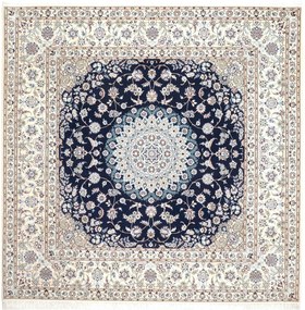 Nain Tappeto 210x210 Blu (Iran) Annodato A Mano