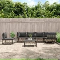 Set Divani da Giardino 7 pz con Cuscini Antracite in Polyrattan 3186767