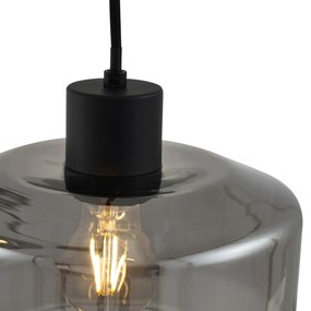 Lampada a sospensione moderna nera con vetro fumé 5 luci - Sheena