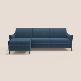Dalia divano letto angolare con materasso alto 18 cm piedini alti e penisola contenitore in tessuto smacchiabile T17