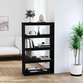 Libreria/divisorio nero 80x30x135,5cm in legno massello di pino