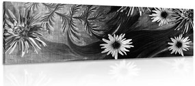 Stampa su tela – Fiori su sfondo in bianco e nero