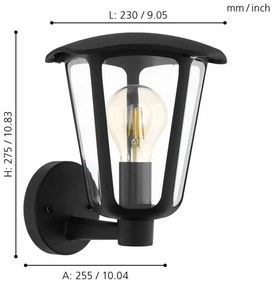 Eglo 98119 - Applique da esterno MONREALE 1xE27/60W/230V IP44 nero