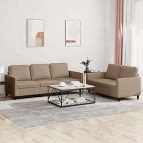 Set Di Divani 2 Pz Con Cuscini Cappuccino İn Similpelle /